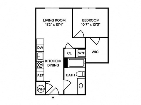 Sentral SoBro A2 1BR 1BA Floor Plan